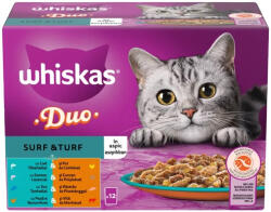 Whiskas Duo Surf & Turf Alutasakos Macskaeledel Aszpikban (Tőkehal és Csirke, Lazac és Pulyka, Tonhal és Pisztráng, Baromfi és Marha) - 12x85 g