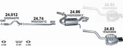 Polmostrow Komplett kipufogó rendszer - SKODA Octavia II / VW Golf V / Jetta V ( 1.4 TSI, 2005-2013) (SET-POL-24012-2474-2486-2483)