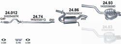 Polmostrow Komplett kipufogó rendszer szerelvényekkel (normál kivitel) - SKODA Octavia II / VW Golf V / Jetta V ( 1.4 TSI, 2005-2013) (SET-POL-24012-2474-2486-2493)