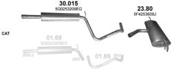 Polmostrow Közép + Hátsó kipufogó szett szerelvényekkel - SEAT Leon (1.0 TSi, 2015-2020) (SET-POL-30015-2380)