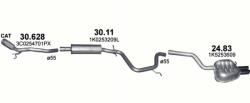 Polmostrow Komplett kipufogó rendszer szerelvényekkel - VW Golf V / Jetta V / Skoda Octavia II (1.9 TDi, 2004-2010) (SET-POL-30628-3011-2483)