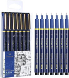 Deli Set 7 buc liner grafic (0.2, 0.25, 0.3, 0.35, 0.4, 0.45, 0.5mm) Deli (DLEQ909)
