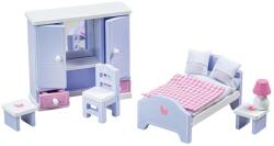 Bigjigs Toys Mobilier din lemn pentru casă de păpuși Bigjigs - Dormitor (T0221) Casuta papusi