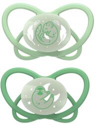 Nip Suzete din silicon NIP - My Butterfly Night Green, 5-18 luni, 2 bucăți, verzi (4000821426245)