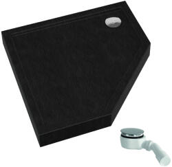 Schedpol Competia New Black Stone cădiță de duș pentagonală 80x80 cm alb 3.4697/C/ST (34697CST)