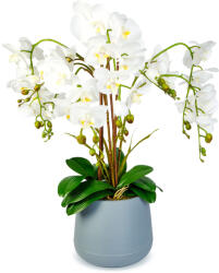  Mesterséges fehér orchidea művirág 83 cm, prémium realisztikus dekoráció otthon, irodába vagy rendezvényekre