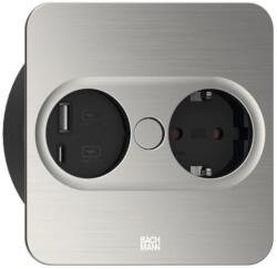 Bachmann Contact pentru încorporare Bachmann - TWIST, 1x Schuko, USB-A+C, 2 m, pătrat, inox (946.005)