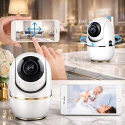  Wifi 2 in 1 Multi View Baby Monitor, Alapvető Éjjellátó, Telefonos Alkalmazás, HD Forgatható 355°, Videó Monitorozás, Gyerekek Hangja, Színes Éjjellátó, Mozgásérzékelő és Riasztás, Kétirányú