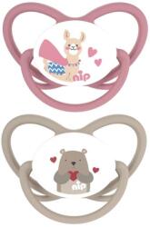 Nip Suzete din silicon NIP - Butterfly, Lama și ursuleț, 0-6 luni, 2 bucăți (240008213105062)