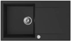 MOFÉM Zenit 86 1B 1D 860x460mm (1 medence, 1 csepptálca) beépíthető metál fekete gránit mosogató szifon (760012803N3)