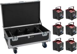 EUROLITE Set 6x AKKU UP-4 QCL Spot QuickDMX MK2 + Flightcase with wheels and charging function
