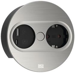 Bachmann Contact pentru încorporare Bachmann - TWIST 2, 1x Schuko, USB A+C, 2 m, rotund, inox (946.004)