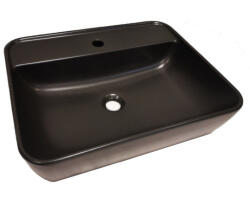 CeraStyle ONE - PULTRA ültethető - Top Counter- porcelán mosdó - MATT FEKETE - csaplyukas - 55 x45cm