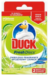 DUCK Duck® Fresh Discs zselés WC-öblítő korong utántöltő 2x36 ml Lime Ajándék adagolóval