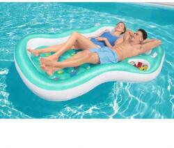 Bestway Óriás kétszemélyes felfújható poharas gumimatrac vízi sziget fejtámlával 224 x 174 cm Bestway