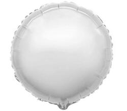  Gömb, ezüst színű, pálcás fólia lufi, 23 cm