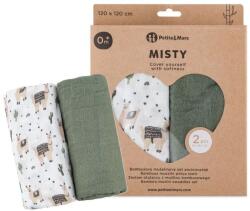 Petite&Mars Petite&Mars, Misty, set de paturi din muselina de bambus, Liama Vibes, 120x120 cm, 2 buc