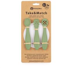 Petite&Mars Petite&Mars, Take&Match, set de lingurite din silicon pentru invatarea mancatului, Sweet Pea, de la 6 luni, 3 buc Set pentru masa bebelusi