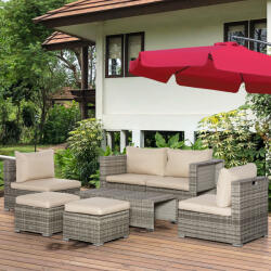 Outsunny Living kerti PE rattan ülőgarnitúra, 8 darabos, bézs