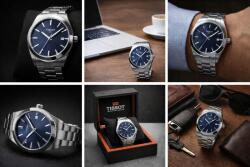  Férfi óra, Tissot PR100, Quartz, sötétkék tengerészkék számlappal, 10 ATM vízállóság, ezüst szíjjal