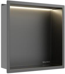 BALNEO Raft incastrat patrat Balneo Wall-Box One LED cu rama 30x30x10 cm Gun Metal mat (B0101080109-1)