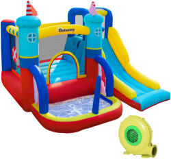 Outsunny Castello Gonfiabile per Bambini 3-8 Anni 4 in 1 con Borsa e Gonfiatore