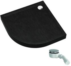 Schedpol Competia New Black Stone félkör alakú zuhanytálca 90x90 cm fekete 3.4634/C/ST (34634CST)