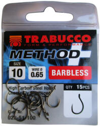 Trabucco Method Plus Feeder szakáll nélküli horog 10, 15 db/csg (023-51-100)
