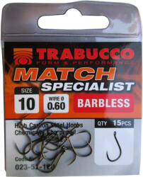 Trabucco Match Specialist szakáll nélküli horog 10, 15 db/csg (023-52-100)
