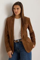 Lauren Ralph Lauren sacou cu un singur rând de nasturi pentru femei din piele întoarsă 9BY2-KZDZW0_88X (200B24164)