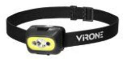 VIRONE LT-13/B LED COB + LED fejlámpa 3W érintésmentes kapcsolóval és USB töltővel, 1200 mAh akkumulátorral, fekete (LT-13/B)