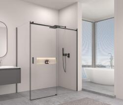 Erga Lynn, tolóajtós zuhanykabin 130 (ajtó) x 70 (fal) x 195 cm, 8mm átlátszó üveg, fekete profil, ERG-V02-LYNN-D130G070-CL-BK (ERG-V02-LYNN-D130G070-CL-BK)