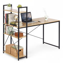 ModernHOME Birou pentru calculator 120x60 cm cu raft cu 3 polițe stejar deschis loft ModernHome