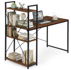 ModernHOME Birou de calculator școlar 120x60 cm cu raft și 3 polițe nuc închis loft ModernHome