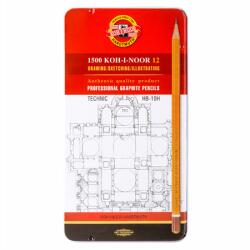 KOH-I-NOOR Grafitceruza készlet 12db-os KOH-I-NOOR 1502/1 Technic szett fémdobozban HB-10H keménység