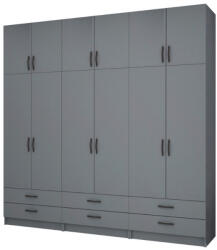 TopMebel Шесткрилен гардероб Ricardo TopMebel с шкаф в антрацит 240x51, 8x240cm - topmebel - 1 445,81 лв