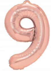 PartyPal Fólia lufi 9-es szám rose gold 70cm születésnap jubileum rózsaszín