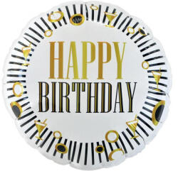 Boldog Születésnapot Happy Birthday Stripes fólia lufi 36 cm (MLG171525)