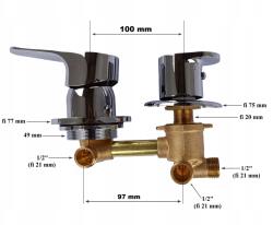 CDC Csaptelep 3 funkció 100 mm/10 cm csatlakozás 1/2" zuhanykabin Keverő (CDC/3/10/GW)