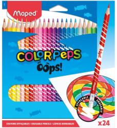 Maped Creioane colorate Maped Color’Peps Oops cu guma, 24 culori