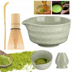 Bedee Chasen Seprű És Kerámia Matcha Tál Szett Japán Ajándék (Zestaw do herbaty Matcha)