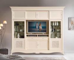 Settimo Ansamblu TV Toscana din lemn cu decor sculptat si usi glisante, 277 x H 242 cm (EU335) Comoda