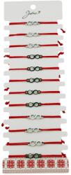 Jolie Bratara Martisor pentru Dama, Jolie, Model Infinit, Set 12 bucati, Pandativ Argintiu din Inox cu Snur Rosu Ajustabil (128174)