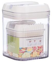 Flippy Cutii de Depozitare Alimente, Flippy, Set din 2 Cutii de tip Container, Recipiente pentru Cereale in Bucatarie, 0.5 L-10x10.5 cm, 1.3 L-12.5x12.5x16.5 cm, Transparente cu Capac Alb (134590)