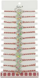 Jolie Bratara Martisor pentru Dama, Jolie, Model Luna cu Stele, Set 12 bucati, Pandativ Argintiu din Inox cu Elemente Multicolore, Snur Alb/Rosu (128135)