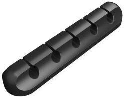 Flippy Organizator Cabluri, Flippy, Cable Clips, Fixare Dublu Adeziv, Silicon, 5 Sloturi, Negru (123483)