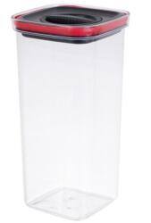 Flippy Cutie de Depozitare Alimente, Flippy, Cutie de tip Container, Recipient pentru Cereale in Bucatarie, 11.5 x 11.5 x 23 cm, volum 2000 ml, Transparenta cu Capac Negru (134625)