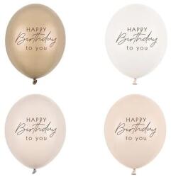 Party Deco Балони "Happy Birthday" - Бежов Микс (1 Пакет / 4 Бр. ) (SB14P-341-013)