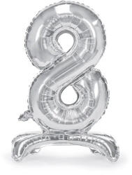 Party Deco Стоящ Фолиев Балон Цифра в Сребристо - 8 (fb102m-8-018)