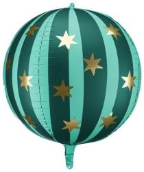 Party Deco Фолиев балон сфера със звезди - зелен (fb243-012)